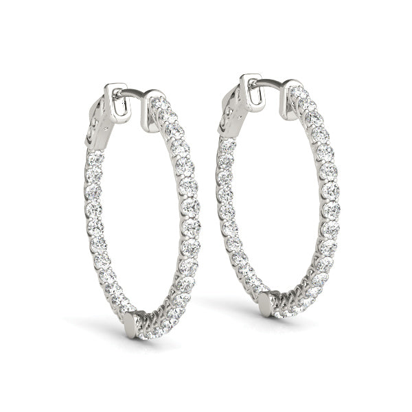 White Gold Diamond Inside-Out Hoop Earrings