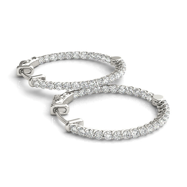 White Gold Diamond Inside-Out Hoop Earrings