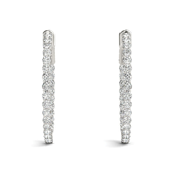 White Gold Diamond Inside-Out Hoop Earrings