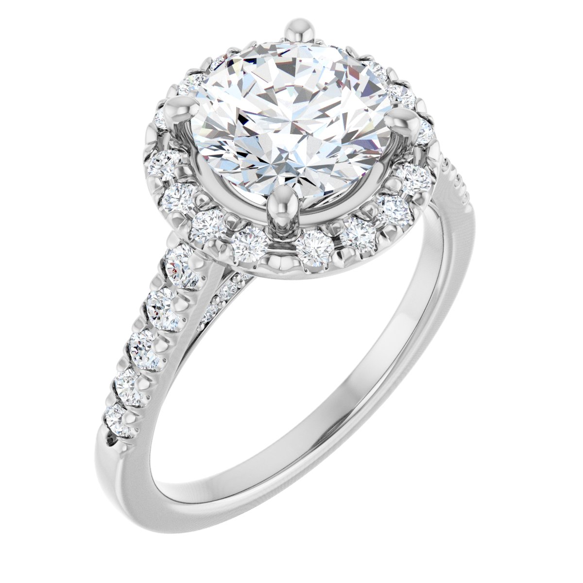 French-Set Halo-Style Engagement Ring 123861