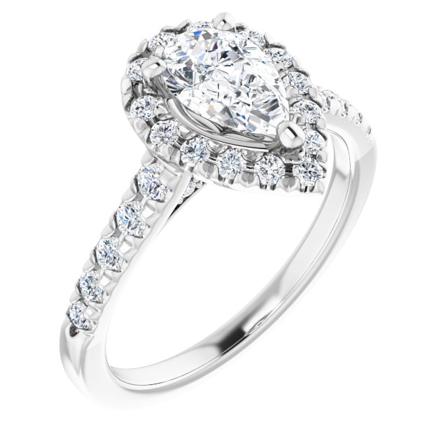 French-Set Halo-Style Engagement Ring 123861