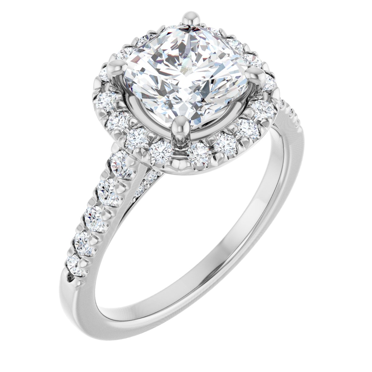 French-Set Halo-Style Engagement Ring 123861