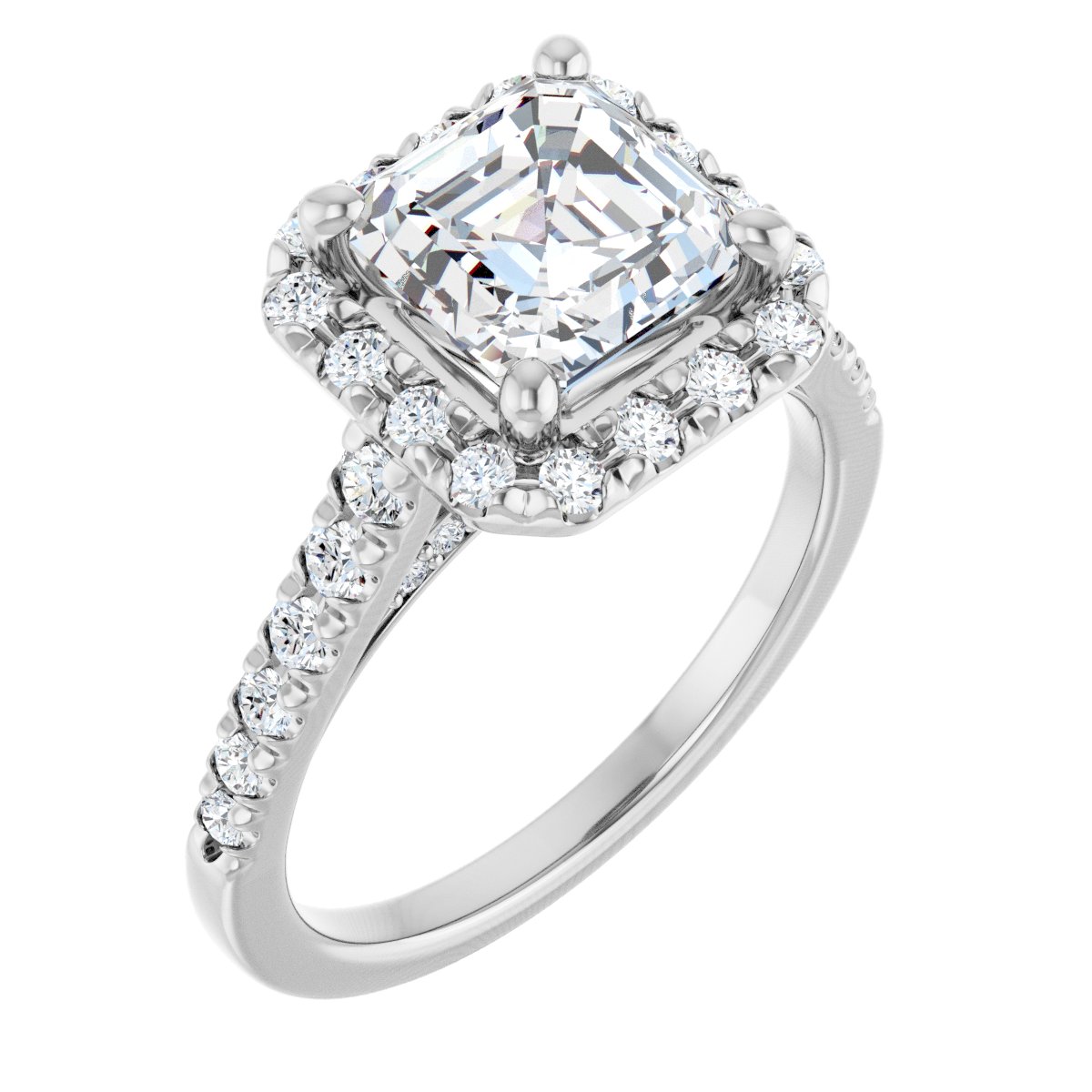 French-Set Halo-Style Engagement Ring 123861