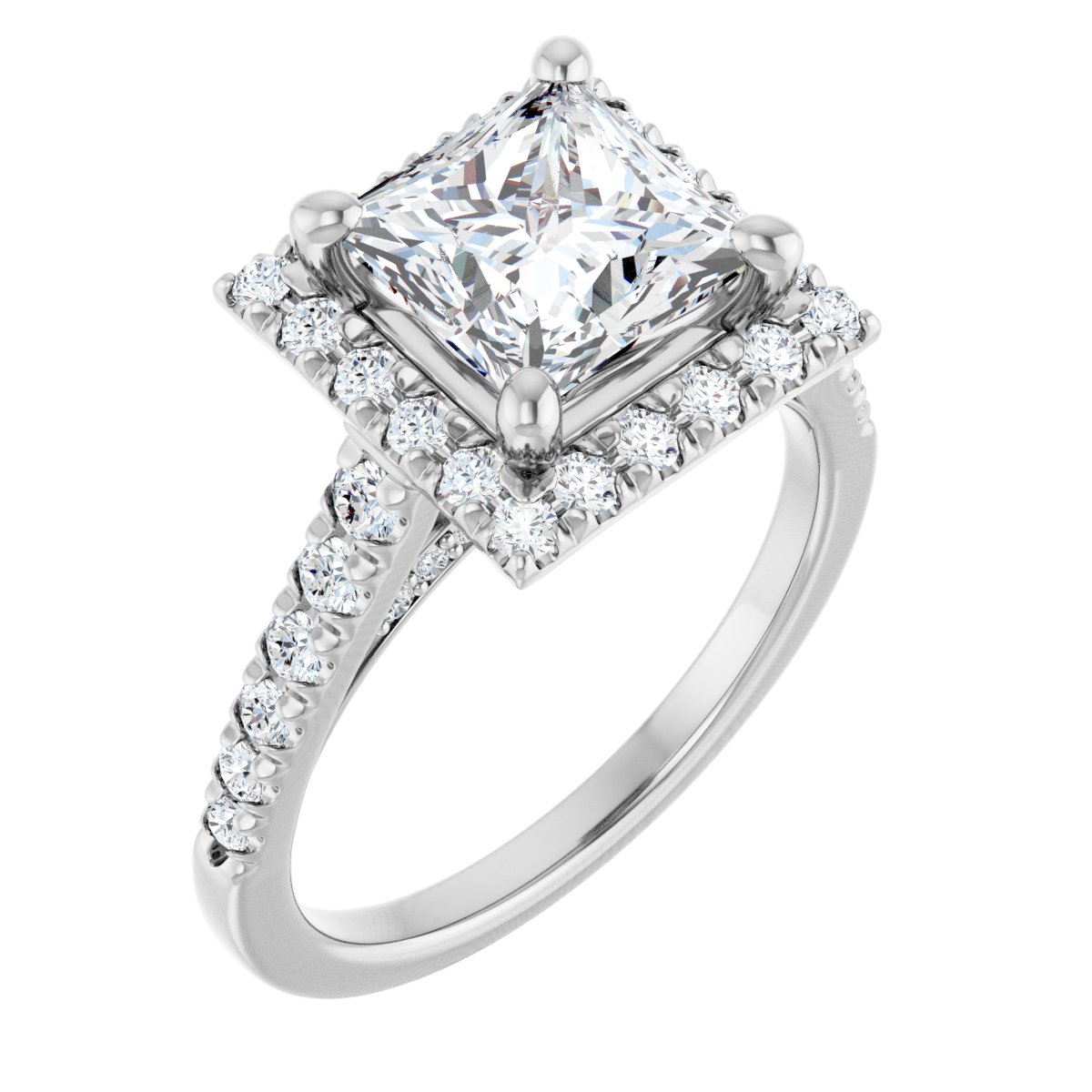 French-Set Halo-Style Engagement Ring 123861